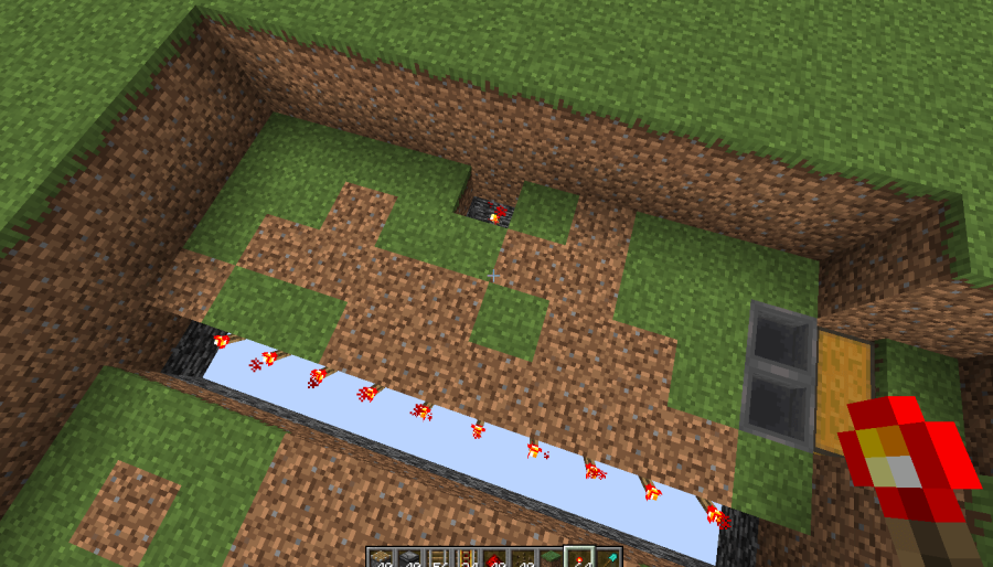 A screenshot of the redstone torches placed.
