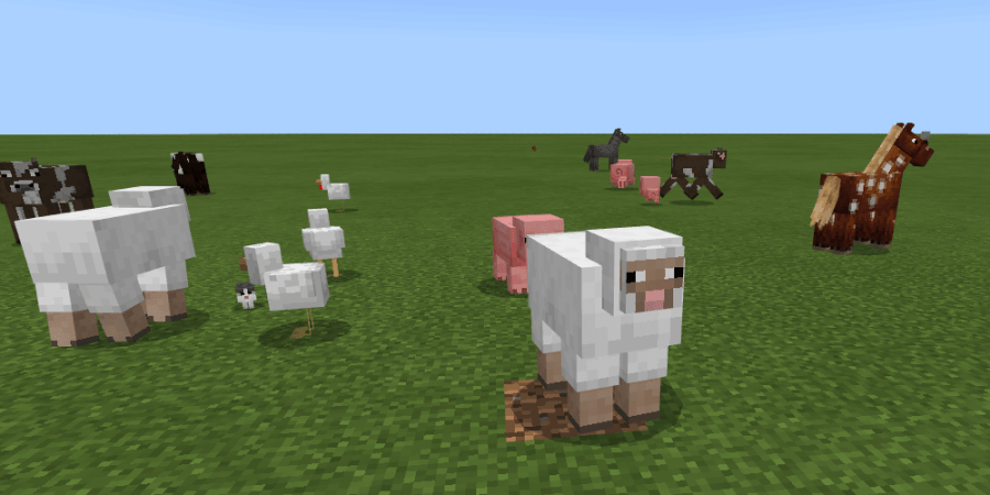Several different Passive Minecraft Mobs.