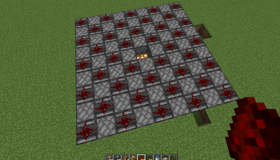 A screenshot of all the observers placed with redstone.
