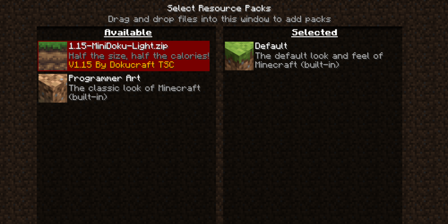 The Minecraft resource pack screen.