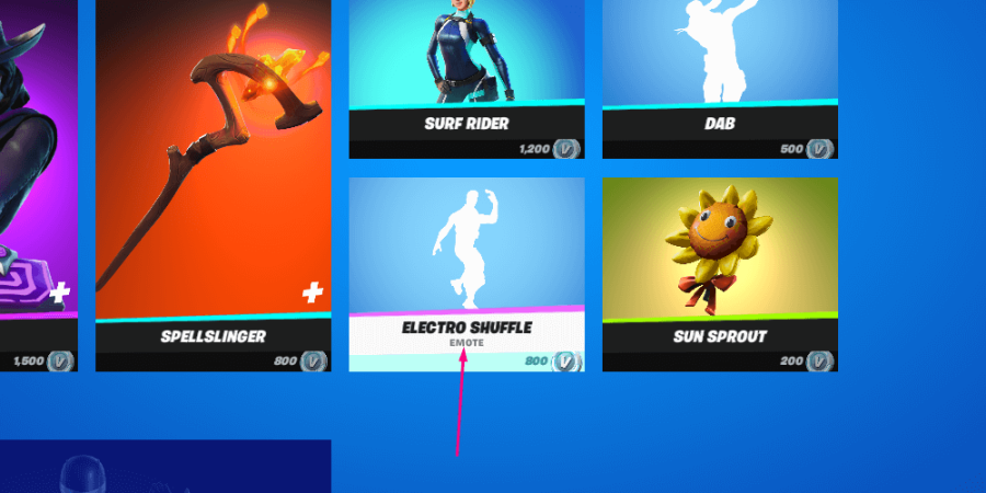 An item being selected in the item shop.