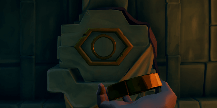 Placing the Gold Hoarder medallion.