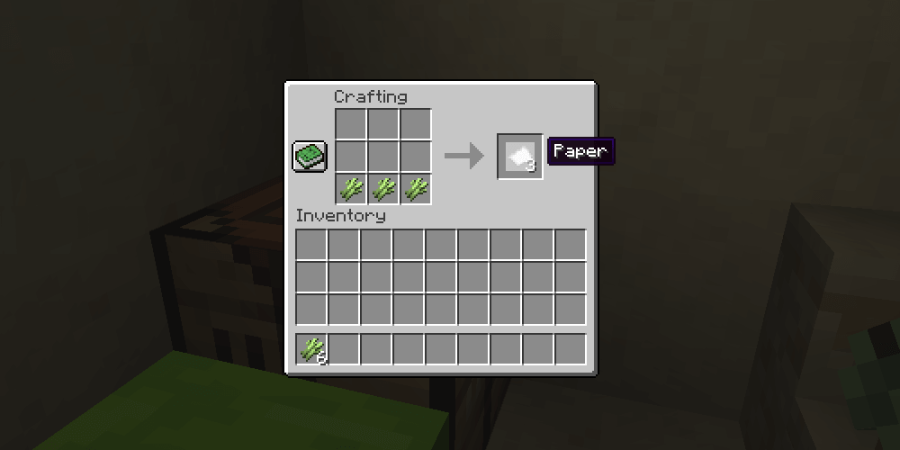 The Minecraft recipe for Paper.