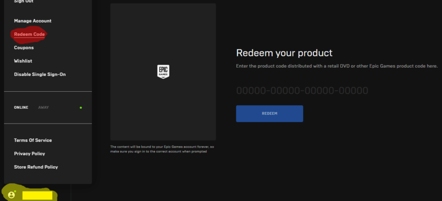 epic games redeem code fortnite