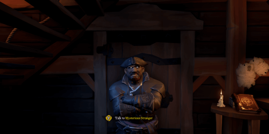 A Screenshot of the Masked Stranger in Sea of Thieves.