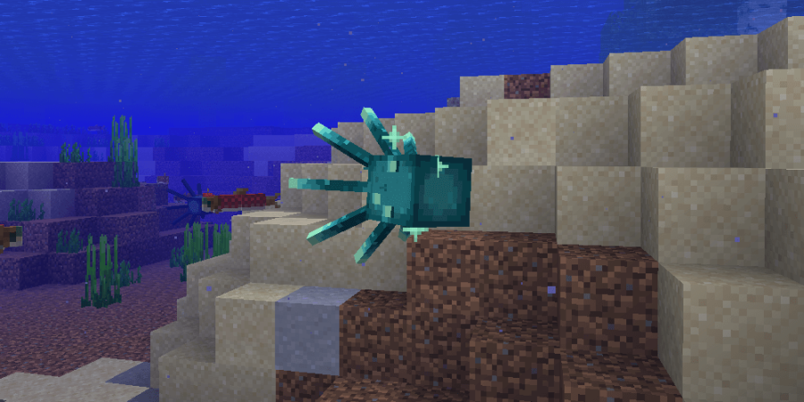 A screenshot of a Glow Squid in minecraft.