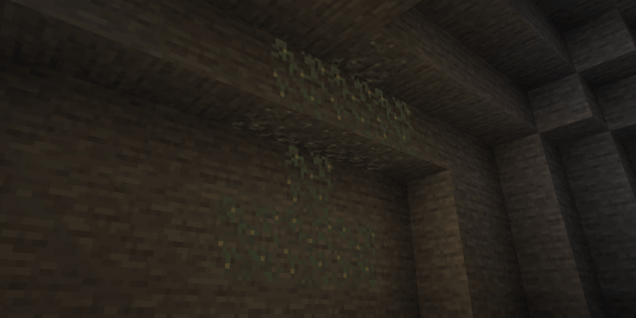 A screenshot of Glow Lichen in Minecraft.