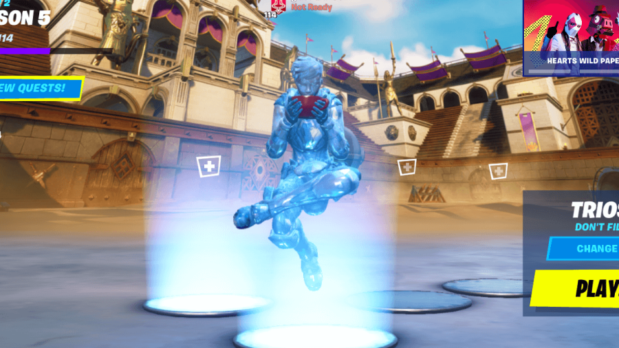 A Fortnite Character doing the Relaxation Emote.