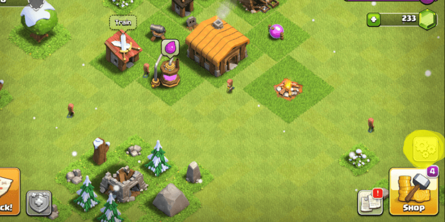 A screenshot of the main village in Clash of Clans.