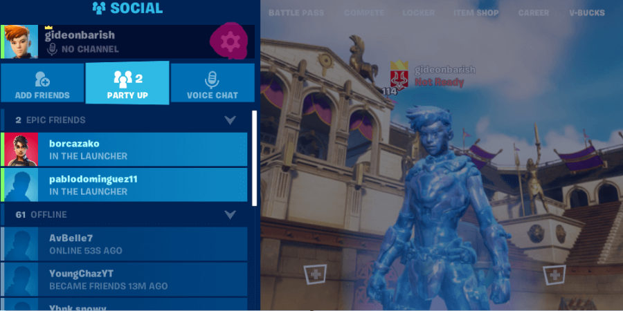 A highlight of the Social Menu button in Fortnite.