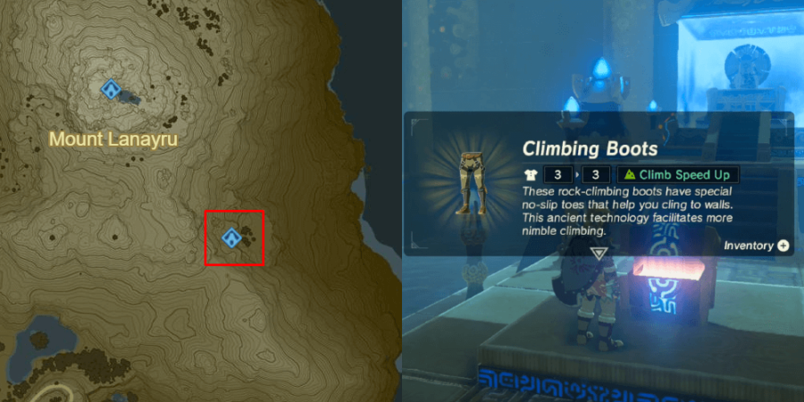 The Climbing Boots location in botw.