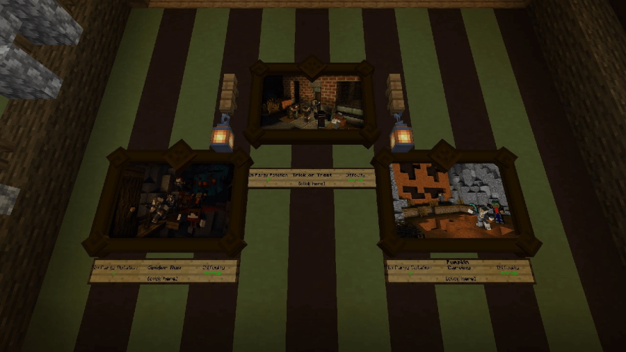 A screenshot of pictures with minigames in Minecraft.