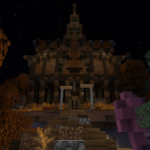 A screenshot of a spooky mansion in Minecraft.