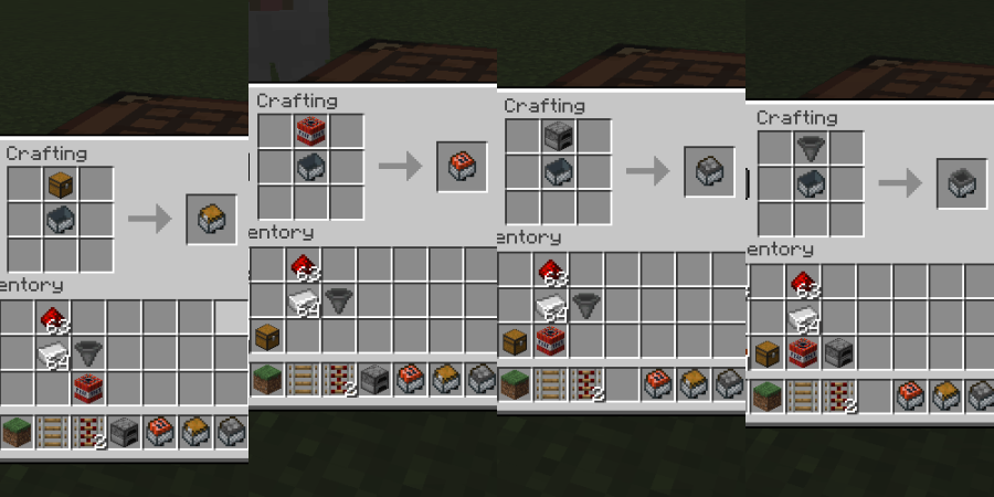 The recipes to make different minecarts.
