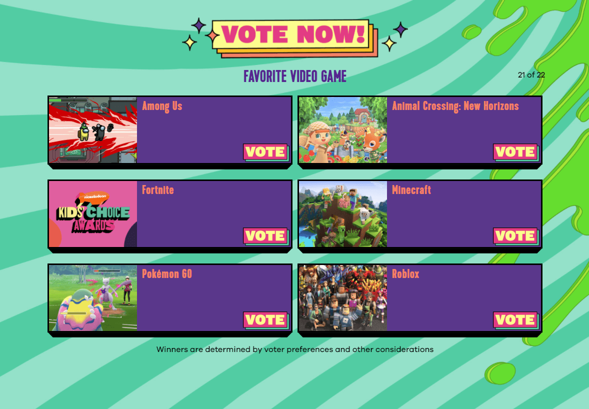 You Can Vote For Roblox At The Kids Choice Awards 2021 Pro Game Guides - rdc participation award 2021 roblox