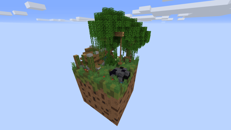 Скриншот большого плавающего блока травы Minecraft
