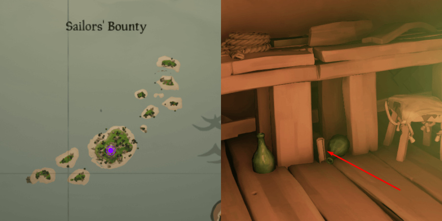 The Art of the Trickster Journal location near the table on Sailor's Bounty.