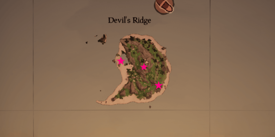 An overhead view of all the medallion locations on Devil's Ridge.