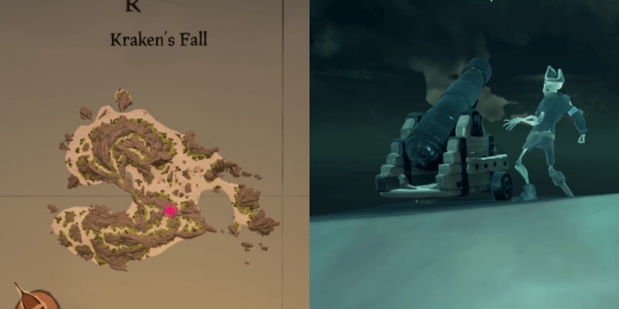 The location of Dinger's Key on Kraken's Fall.