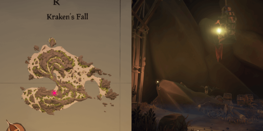 The location of Fontaine's key on Kraken's Fall.