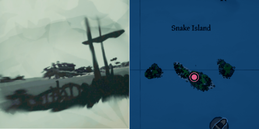 The Location of the key on Snake Island.