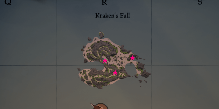 An overhead view of all the medallions locations on Krakens Fall.