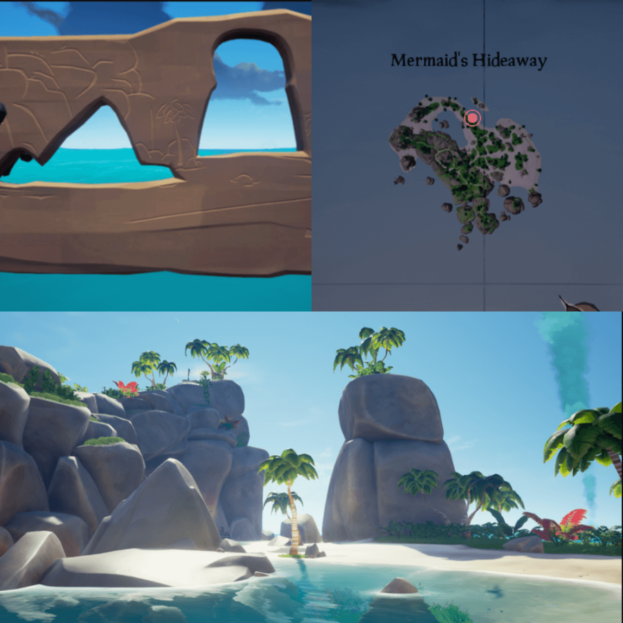 An overhead view of where to find the Crest on Mermaid's Hideaway..