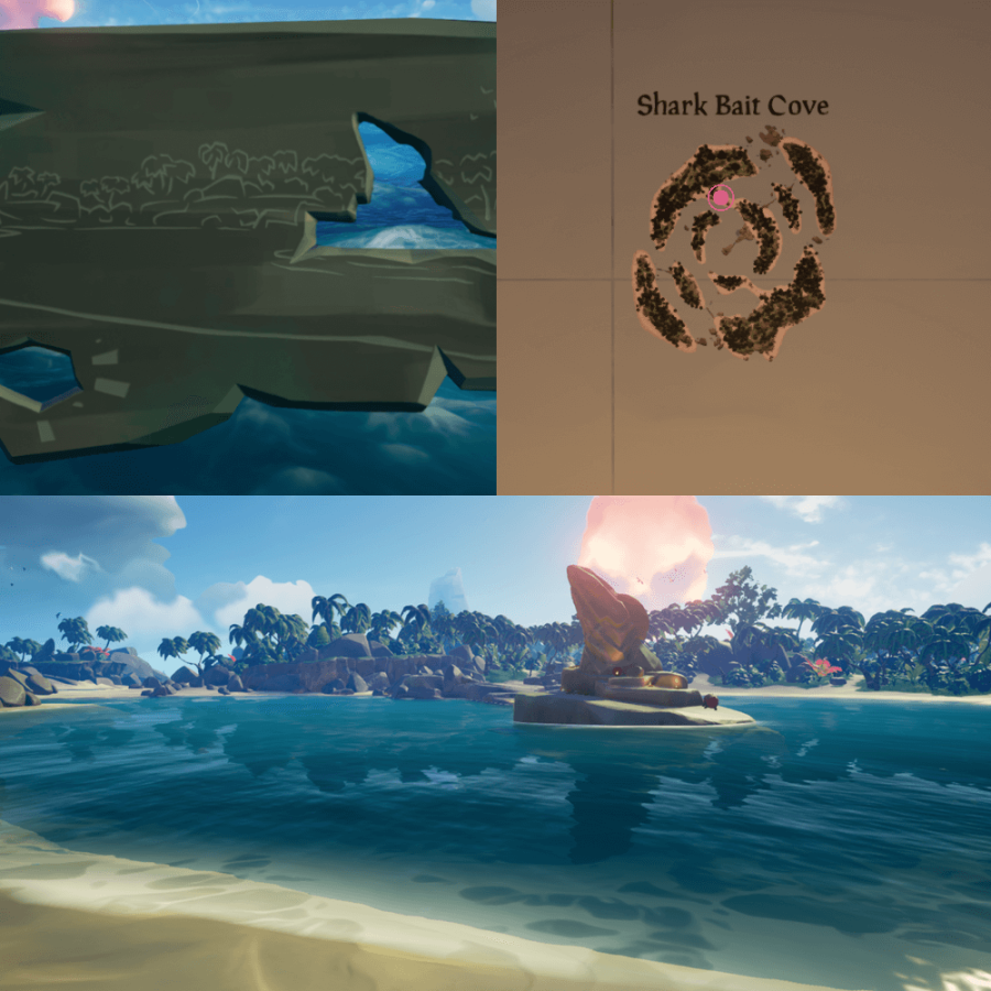 An overhead view of where to find the Crest on Shark Bait Cove..