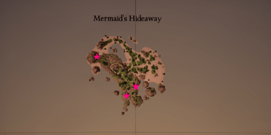 An overhead view of the all the medallions locations on Mermaids Hideaway.