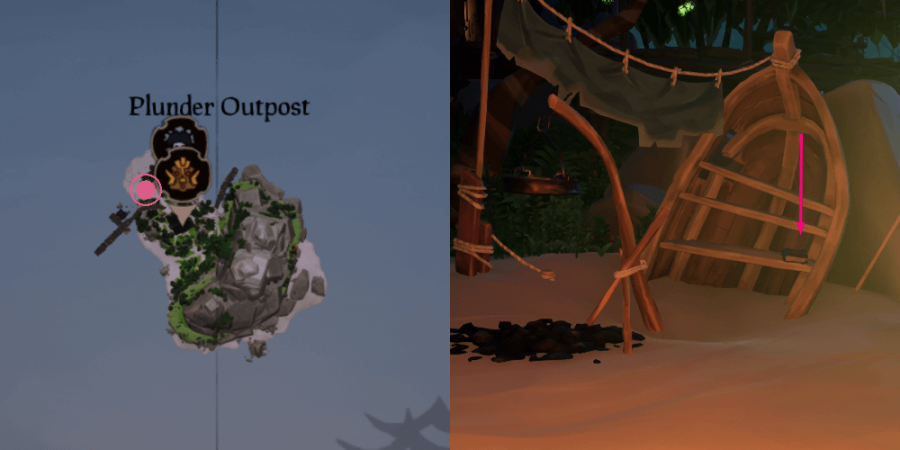 A view of where the journal is on Plunder Outpost.