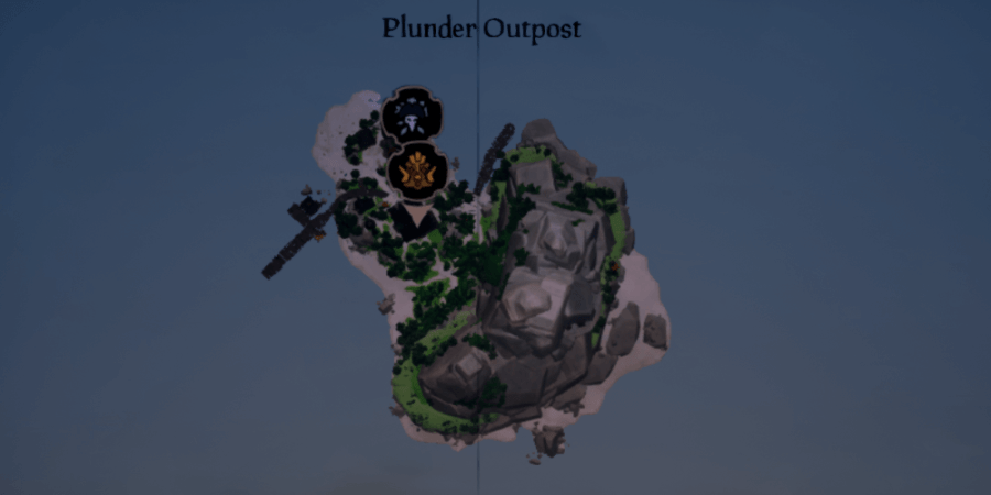 An overhead view of Plunder Outpost.