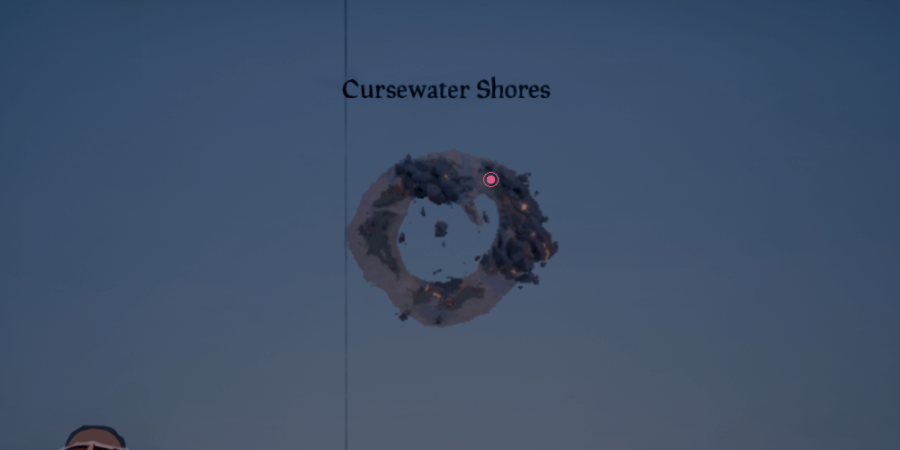the artifact location on Cursewater shores.