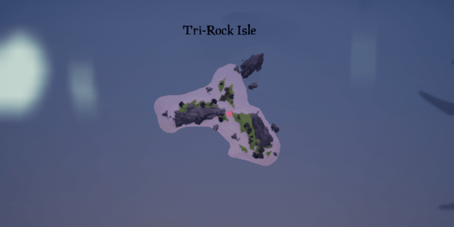 The artifact location on Tri-rock isle.