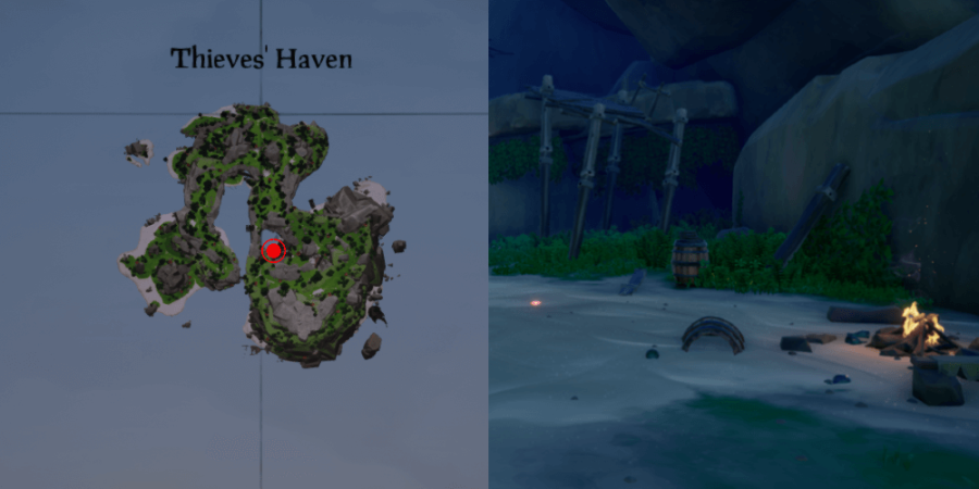 An overhead view of the Jewel's location at Thieves' Haven.
