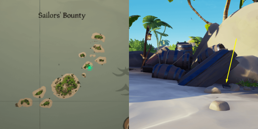The location of the journal on Sailor's Bounty.