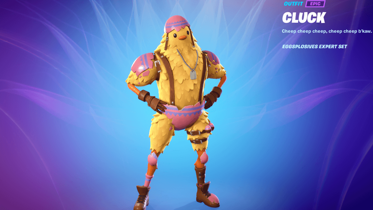 A Full view of the Cluck Outfit in Fortnite.