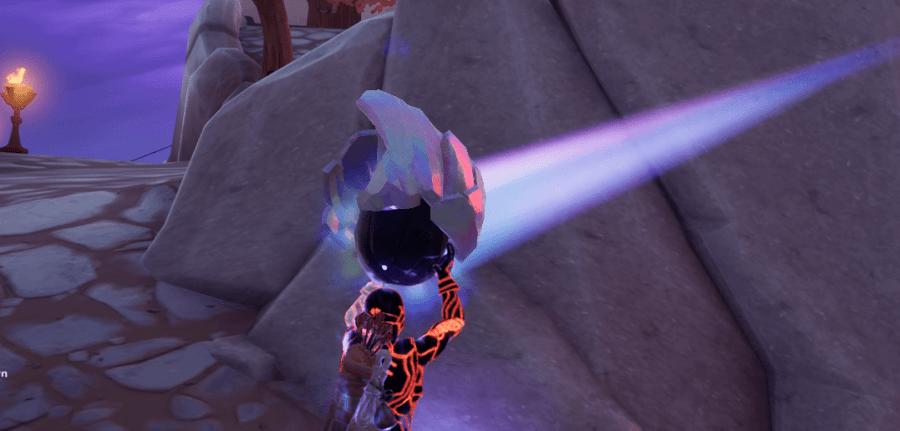 A beam coming out of a Spire Artifact in Fortnite.