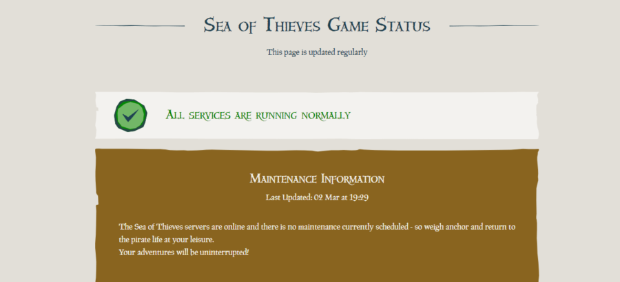 sea of thieves server status