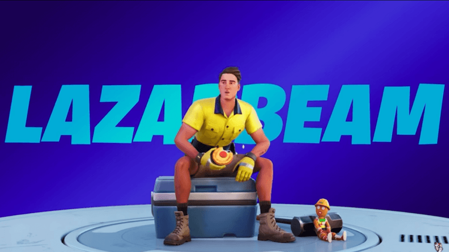 Lazarbeam eating a cherry tart in Fortnite.