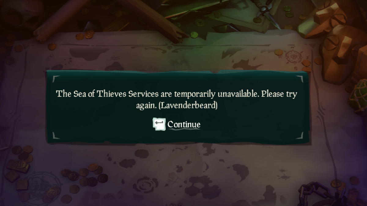 Services unavailable for Sea of Thieves.