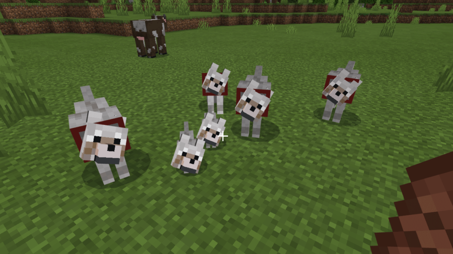 A family of Wolves in Minecraft.