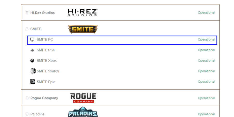 smite servers down