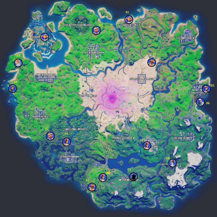 All the upgrade locations for Chapter 2 Season 5 in Fortnite.