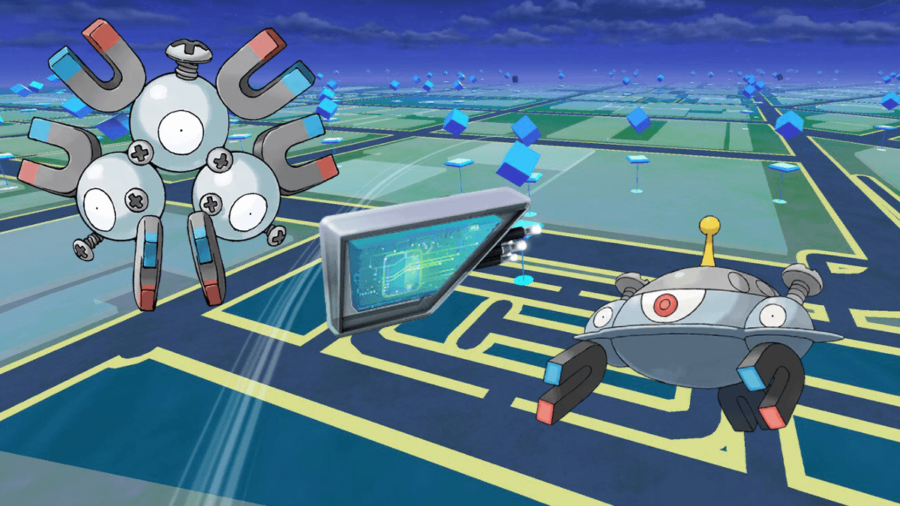 A Magneton, Magnet Lure Module, and Magnezone.