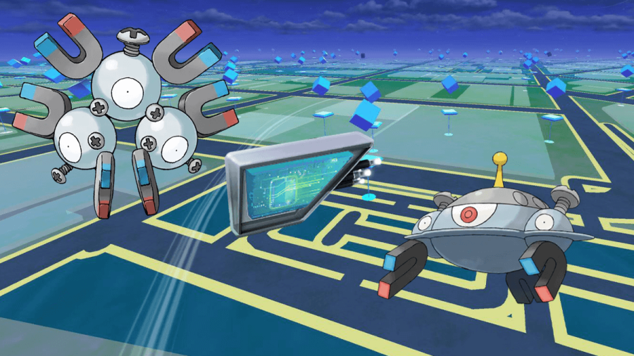A Magneton, Magnet Lure Module, and Magnezone.