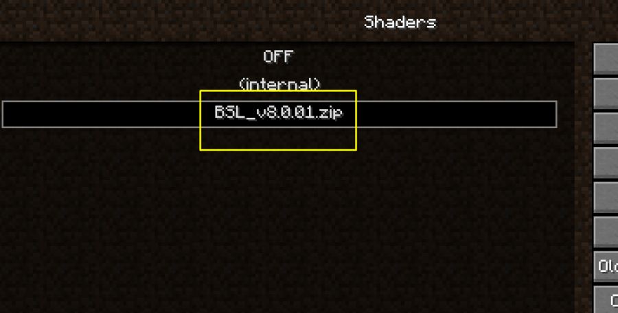Select BSL Shaders in the shaderpacks folder.