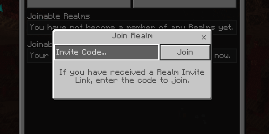 Enter invite code in Minecraft Realms Plus.