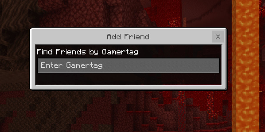 Adding a friend via gamertag in Minecraft.