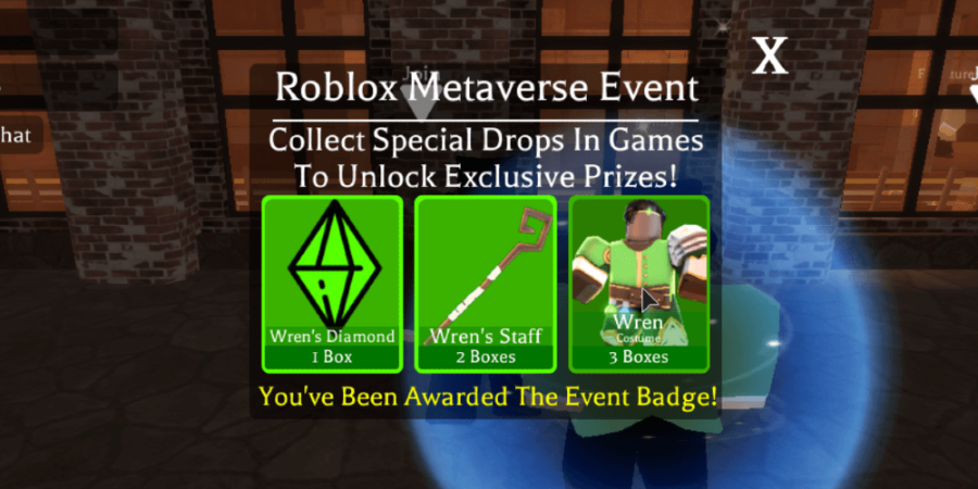 Winning the metaverse event Wren badge.