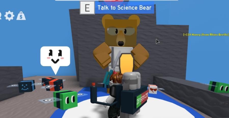 Science Bear in Roblox Bee Swarm Simulator.